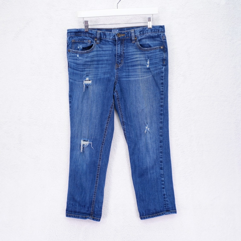 A.N.A. Boyfriend Blue Denim Jeans Capri -30/10- Mid Rise 34 / 25 Selvedged